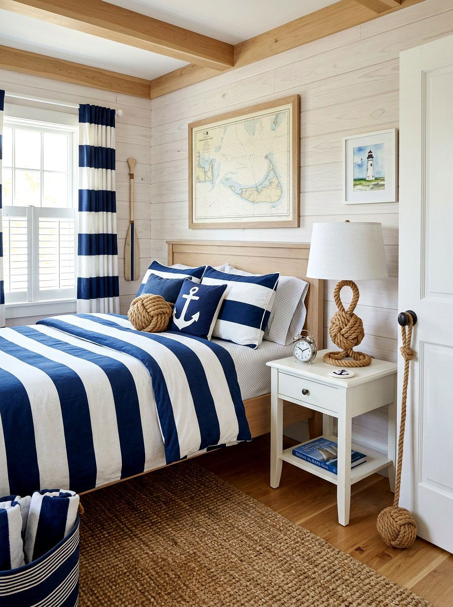 Sailor knot bedroom - 30 coastal prep bedroom ideas