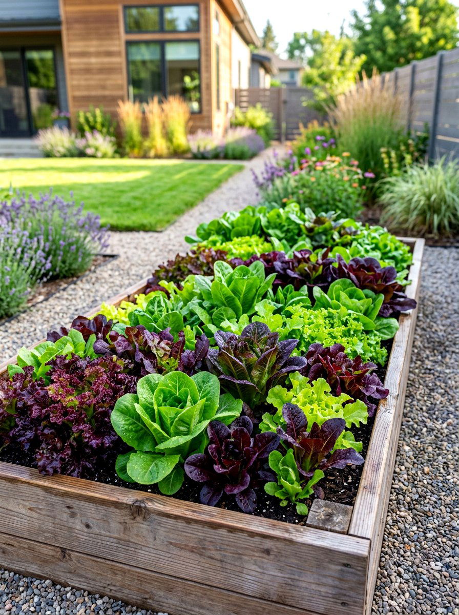 Salad Green Bed - 30 edible entertaining backyard ideas