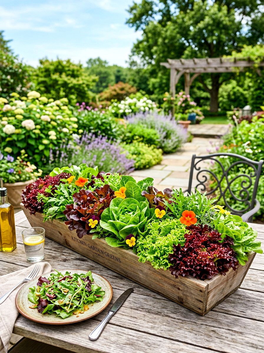 Salad greens planter - 30 patio vegetable garden ideas