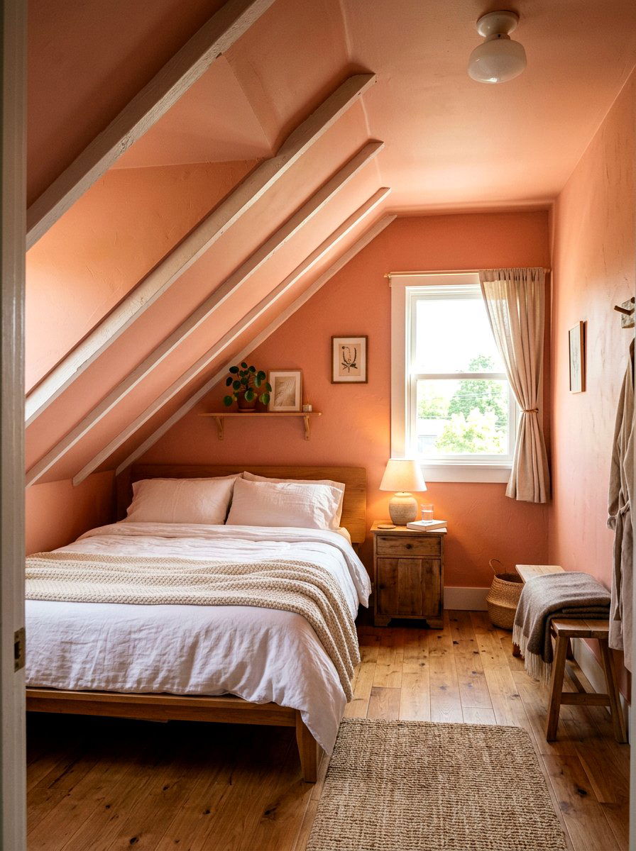 Salmon Pink Attic Bedroom - 30 pink bedroom ideas