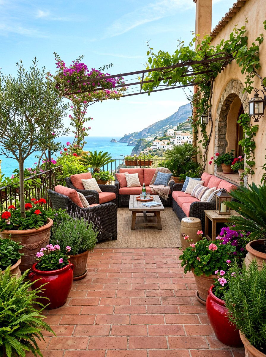 Salmon and brick red patio - 30 pink and red home decor ideas