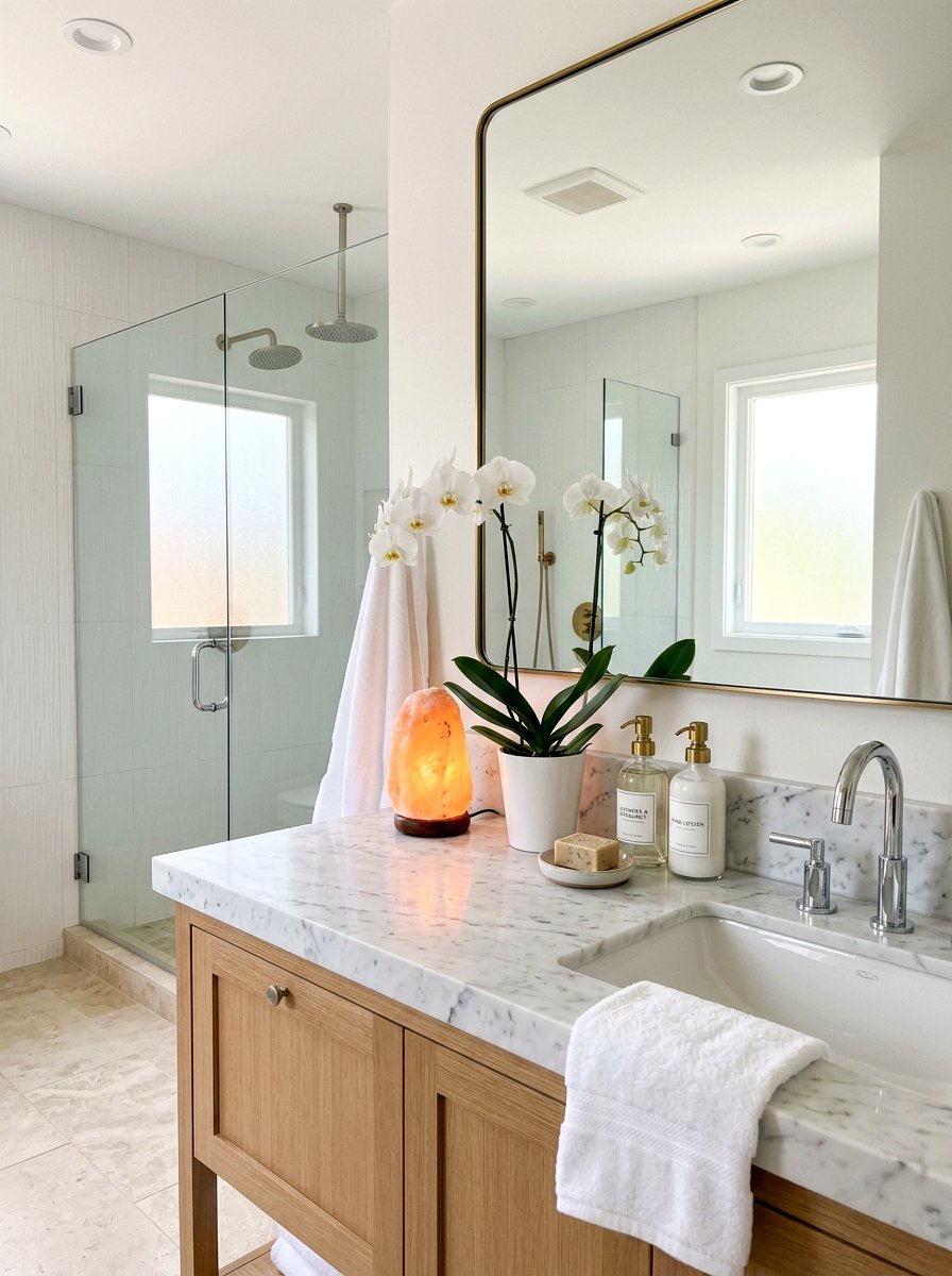 Salt Lamp Bathroom Vanity - 30 salt lamp corner ideas