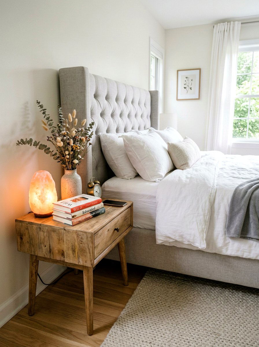 Salt Lamp Bedroom Nightstand - 30 salt lamp corner ideas