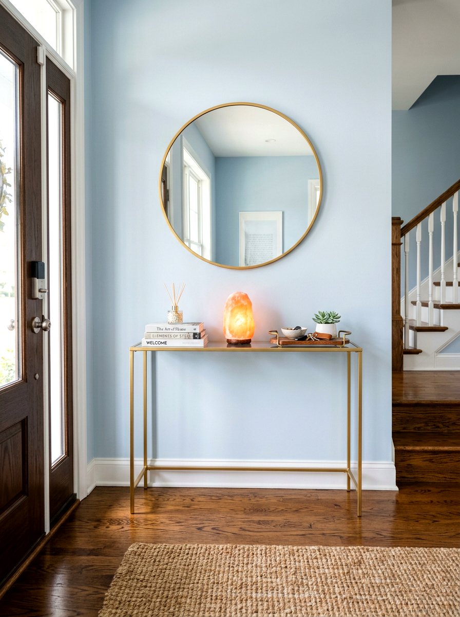 Salt Lamp Entryway Table - 30 salt lamp corner ideas