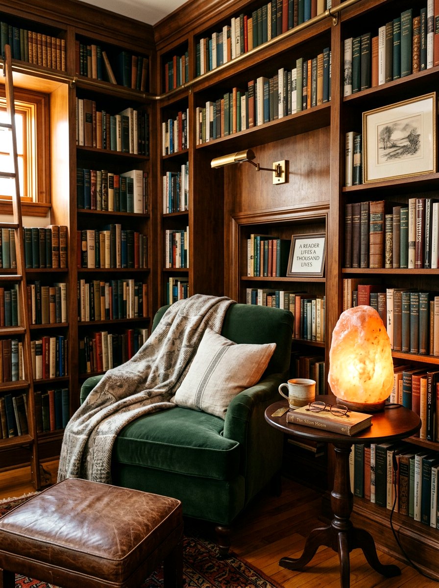 Salt Lamp Reading Nook - 30 salt lamp corner ideas