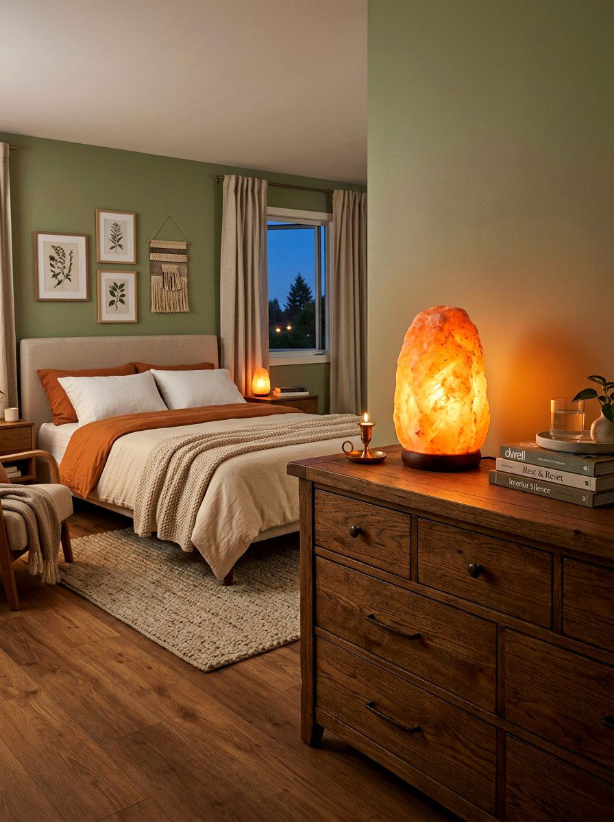 Salt lamp glow - 30 calm sensory bedroom decor ideas