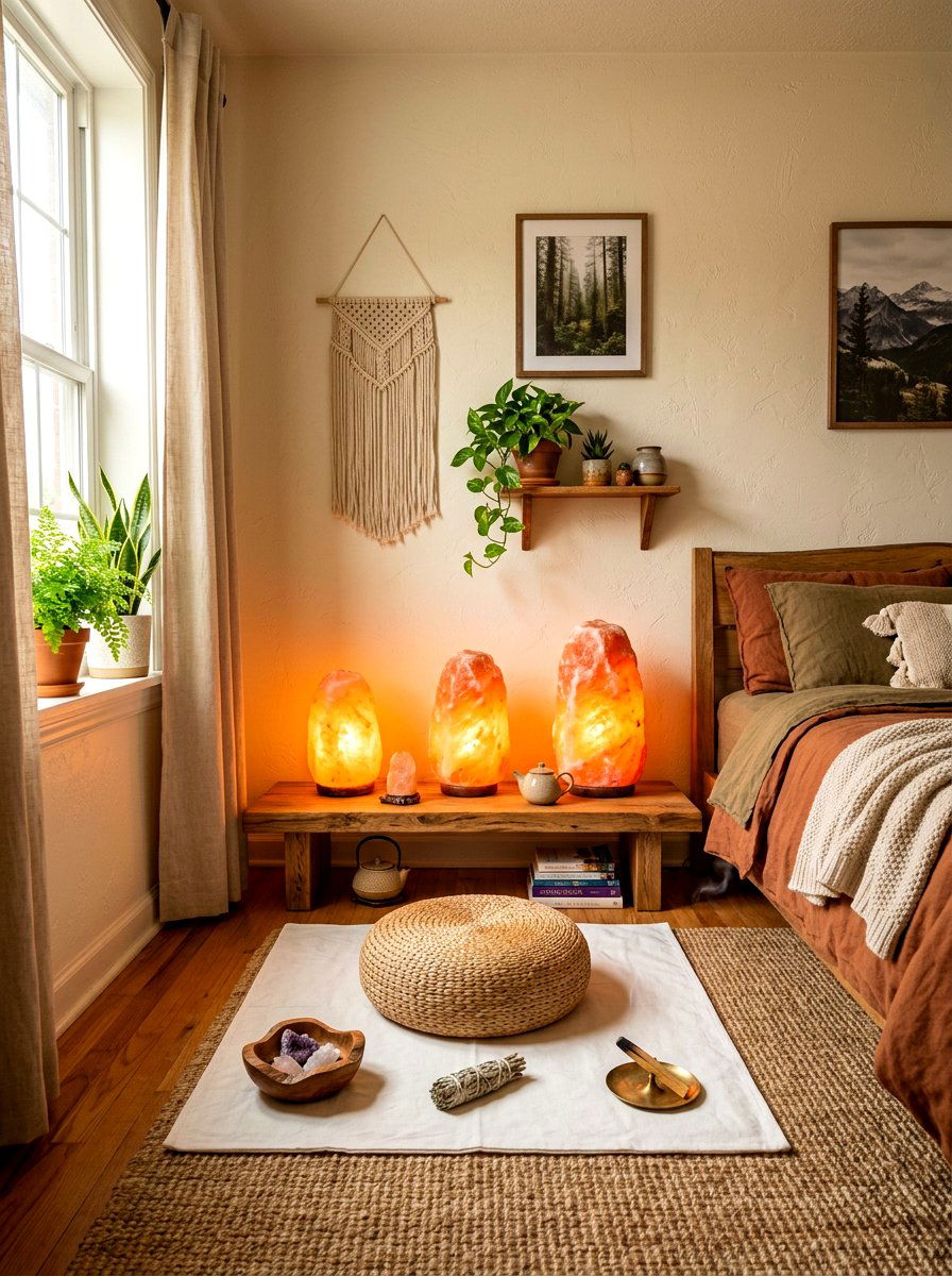 Salt lamp meditation corner bedroom - 30 meditation corner bedroom ideas