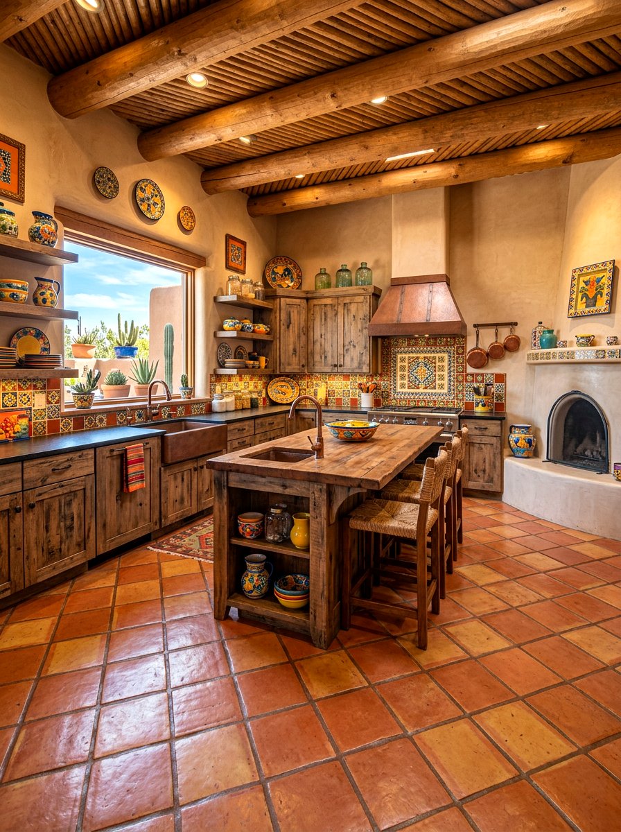 Saltillo Kitchen Diagonal Tile - 30 diagonal tile kitchen floor ideas
