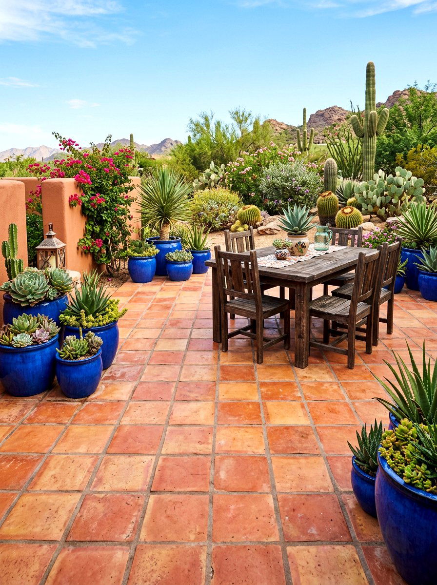 Saltillo Tile Patio - 30 southwestern backyard ideas
