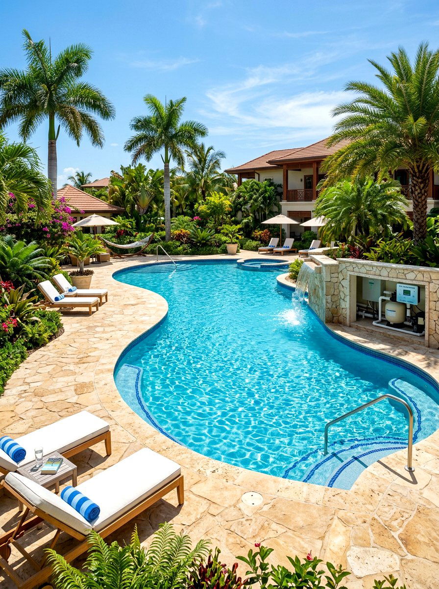 Saltwater pool system - 30 tropical pool landscaping ideas