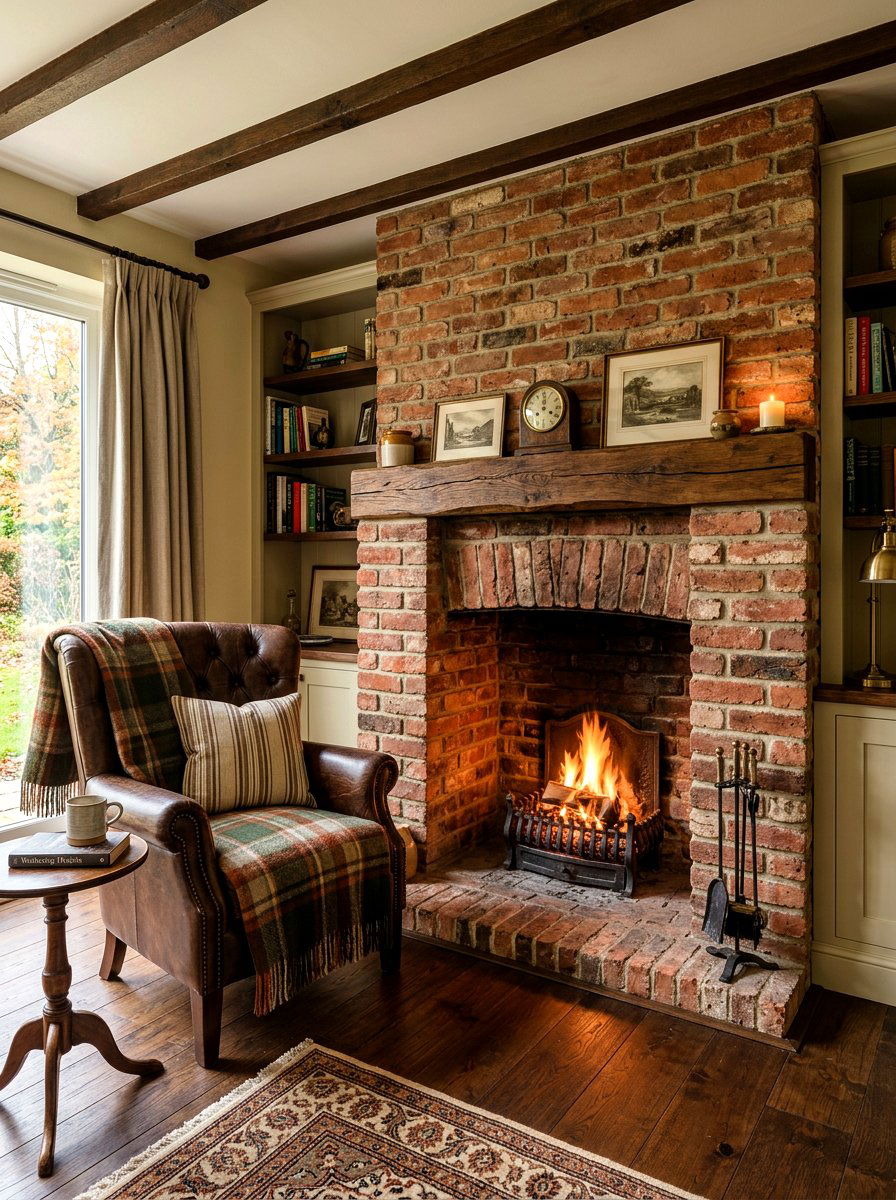 Salvaged Brick Fireplace - 30 reclaimed material decor ideas