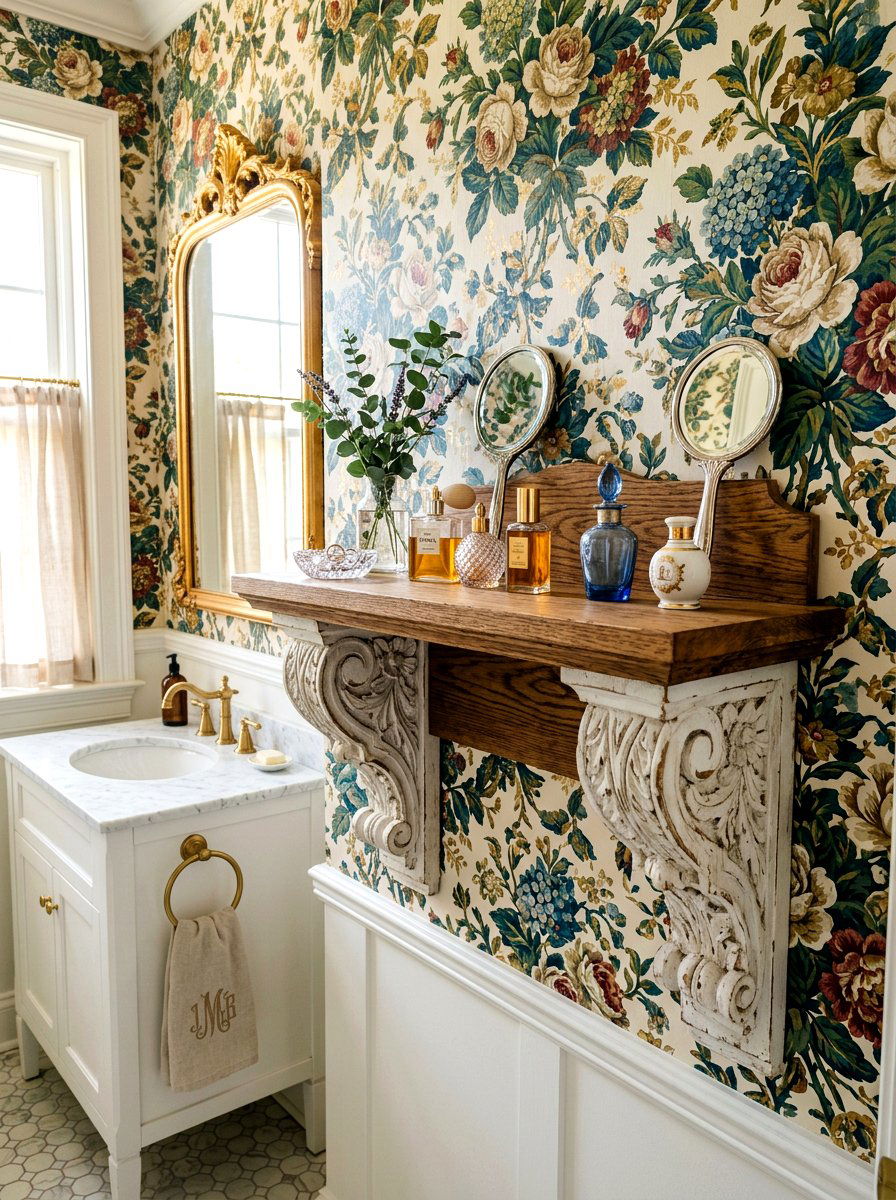 Salvaged Corbel Wall Shelf - 30 reclaimed material decor ideas