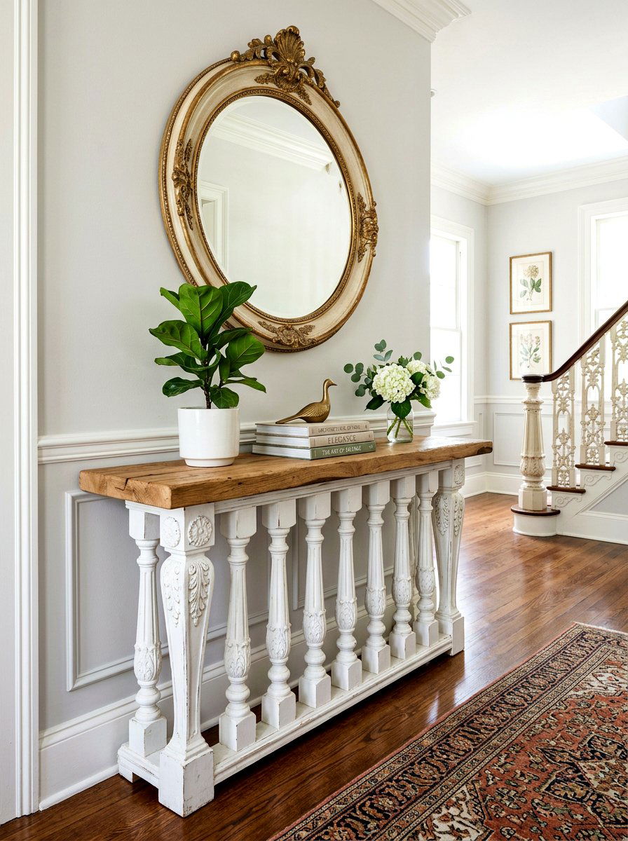 Salvaged Railing Console Table - 30 reclaimed material decor ideas