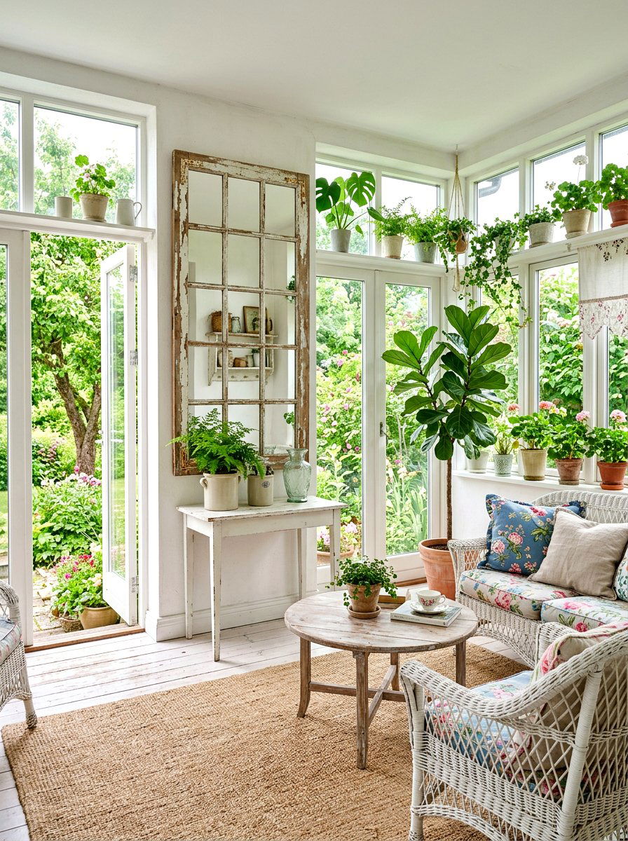 Salvaged Window Frame Mirror - 30 antique mirror wall ideas