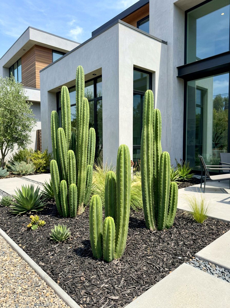 San Pedro Cactus Arrangement - 30 cactus front yard ideas