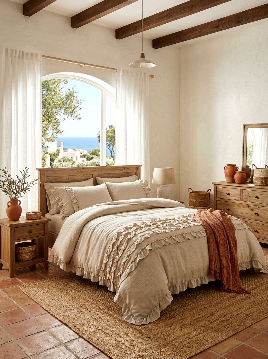 Sand Beige Ruffled Linen Bedding - 30 ruffled linen bedding ideas