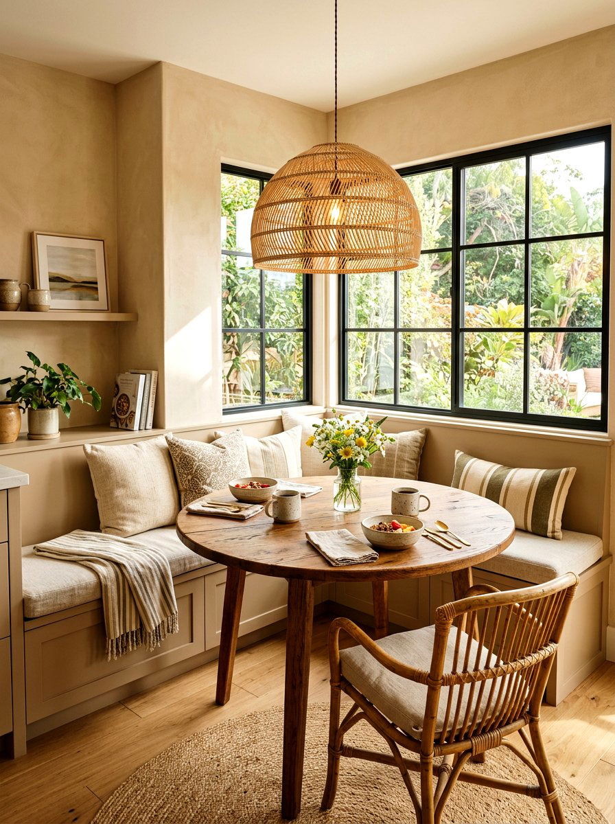 Sand Colored Breakfast Nook - 30 neutral home decor ideas