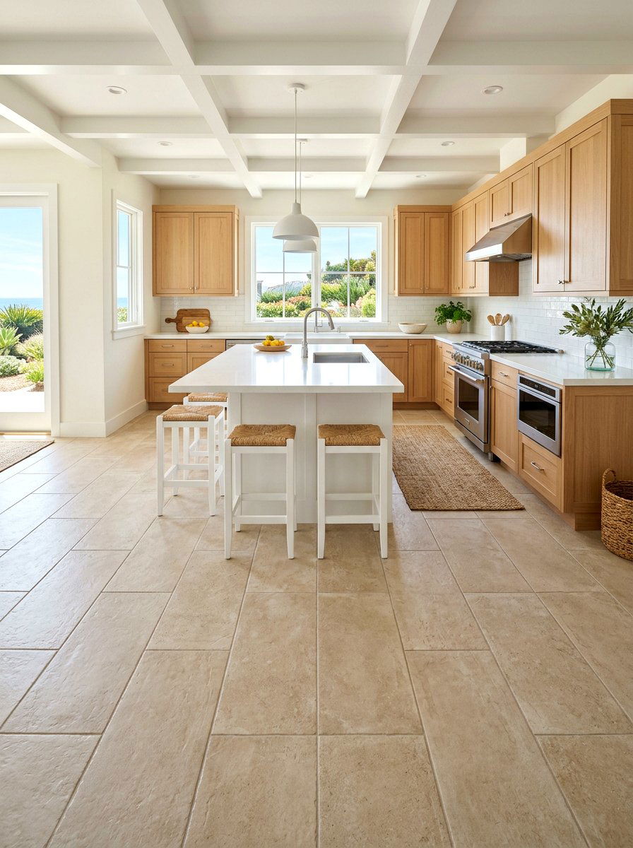 Sand Colored Floor Tiles - 30 beach house kitchen ideas