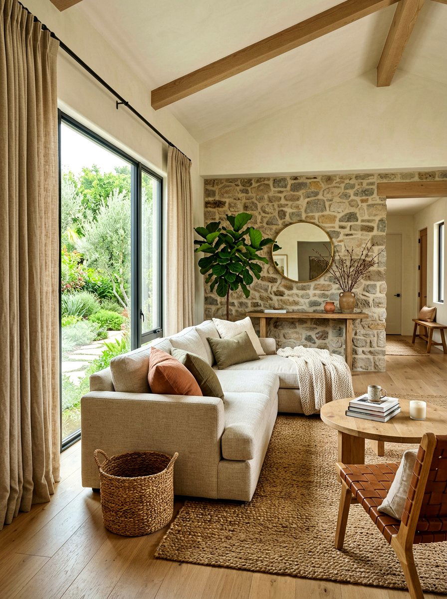 Sand Curtains For Organic Living Room - 30 drapery color ideas