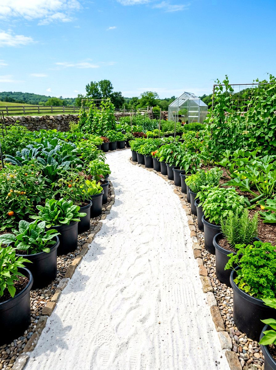 Sand Path - 30 vegetable garden path ideas