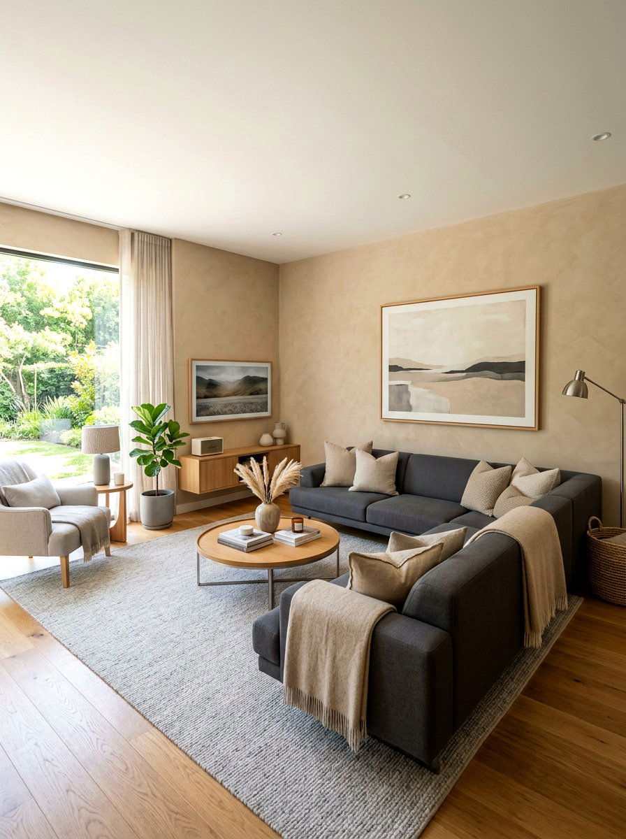 Sand and grey living room - 30 sand color living room ideas