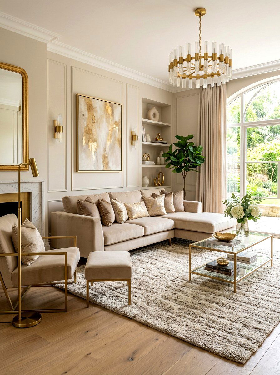 Sand and velvet living room - 30 sand color living room ideas