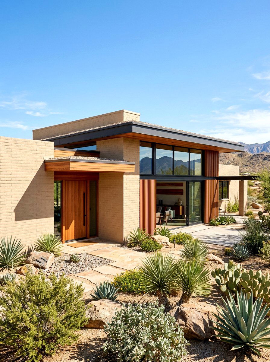 Sand color painted brick house - 30 painted brick house ideas