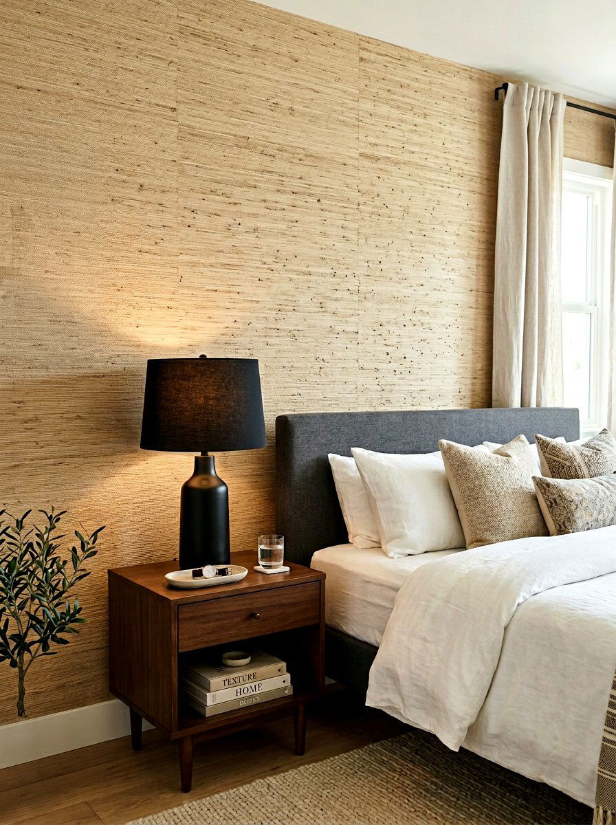 Sand wallpaper with black lamp - 30 sand and black decor ideas