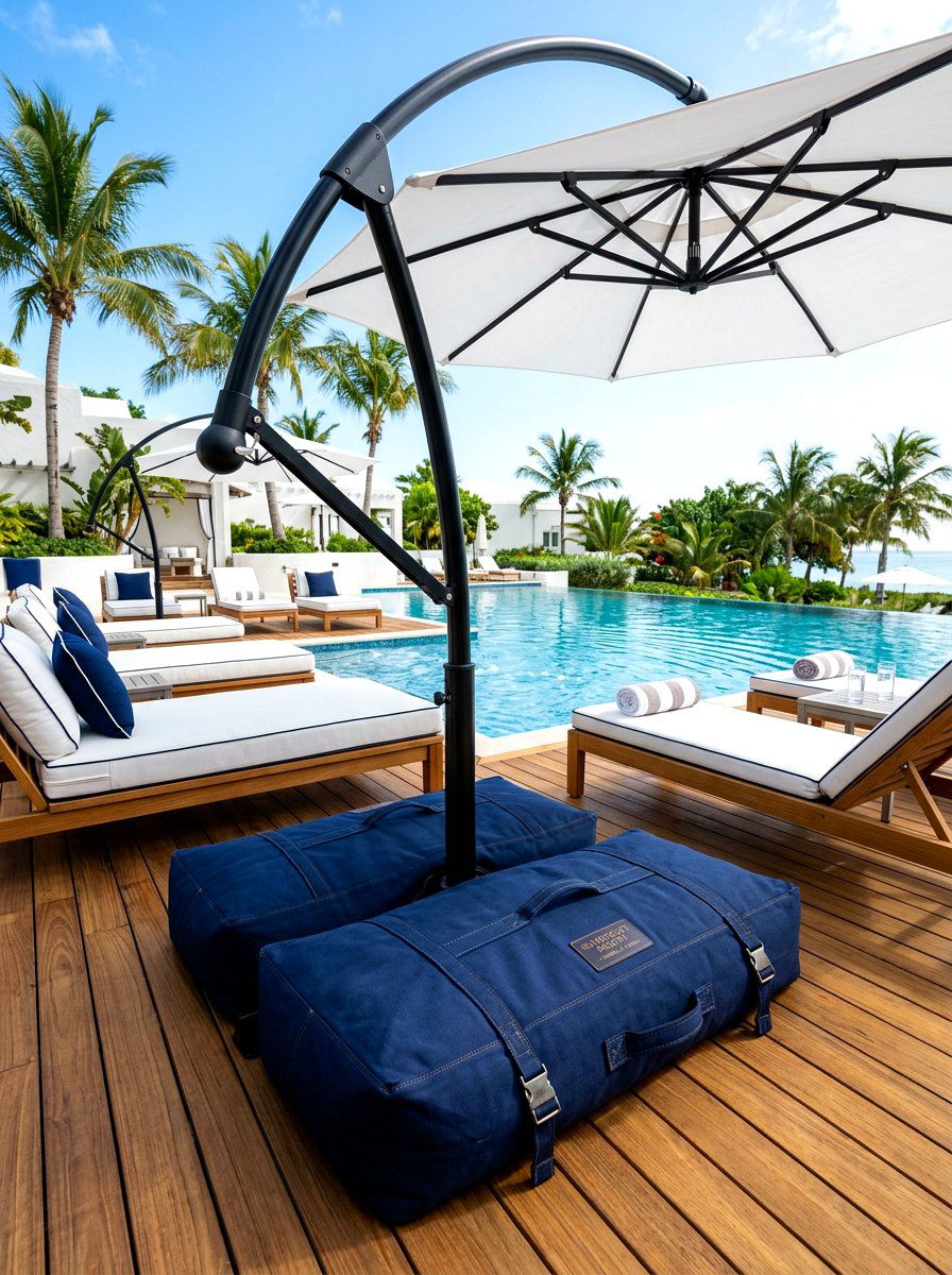 Sandbag Cover - 30 patio umbrella base styling ideas