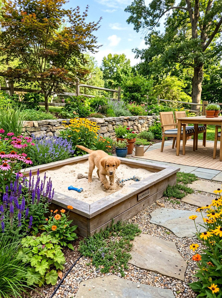 Sandbox For Dogs - 30 dog friendly patio ideas