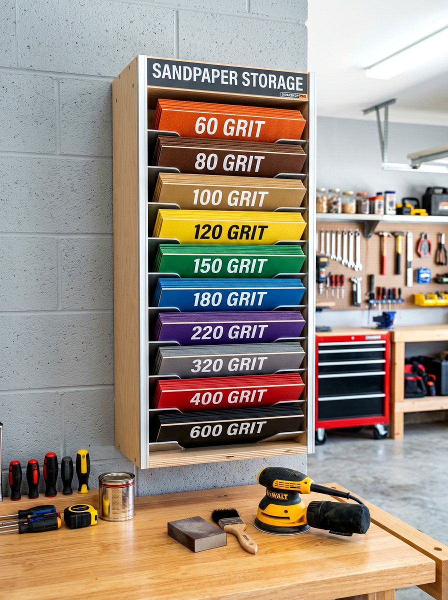 Sandpaper Storage Organizer - 30 garage tool storage ideas