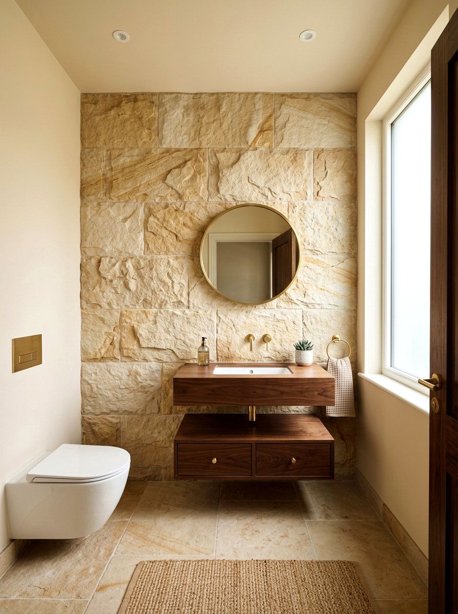 Sandstone Backsplash - 30 sandstone powder room ideas