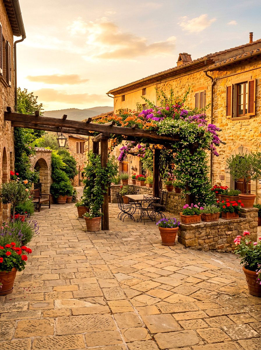Sandstone Courtyard - 30 stone courtyard patio ideas