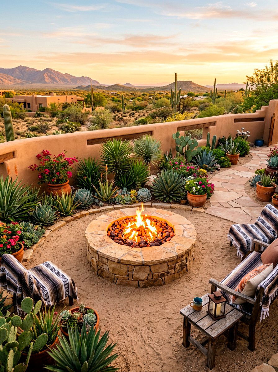 Sandstone Fire Pit - 30 rustic fire pit ideas