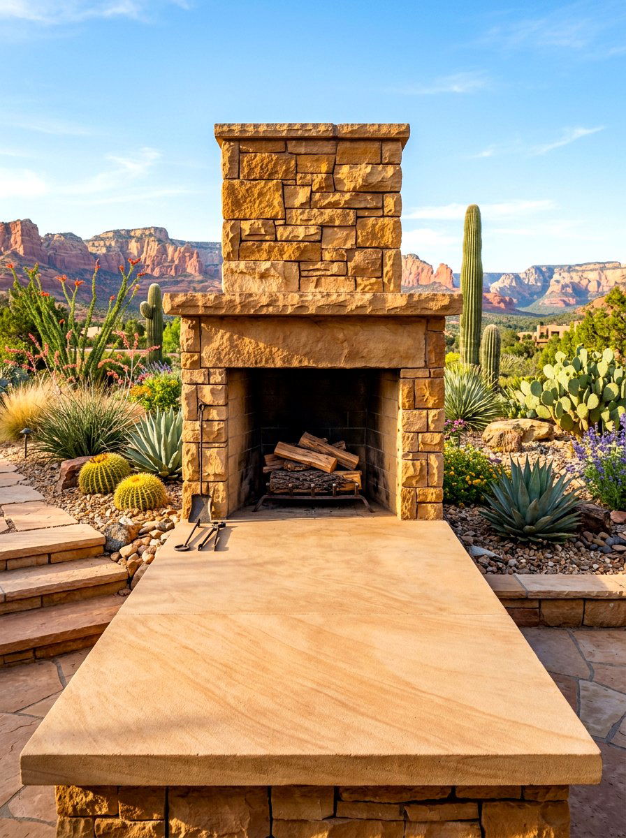 Sandstone Fireplace Hearth - 30 stone outdoor fireplace ideas