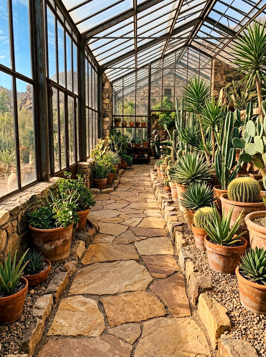Sandstone Flagging - 30 greenhouse path ideas