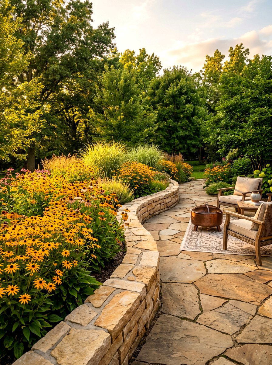 Sandstone Garden Border - 30 rock border garden ideas