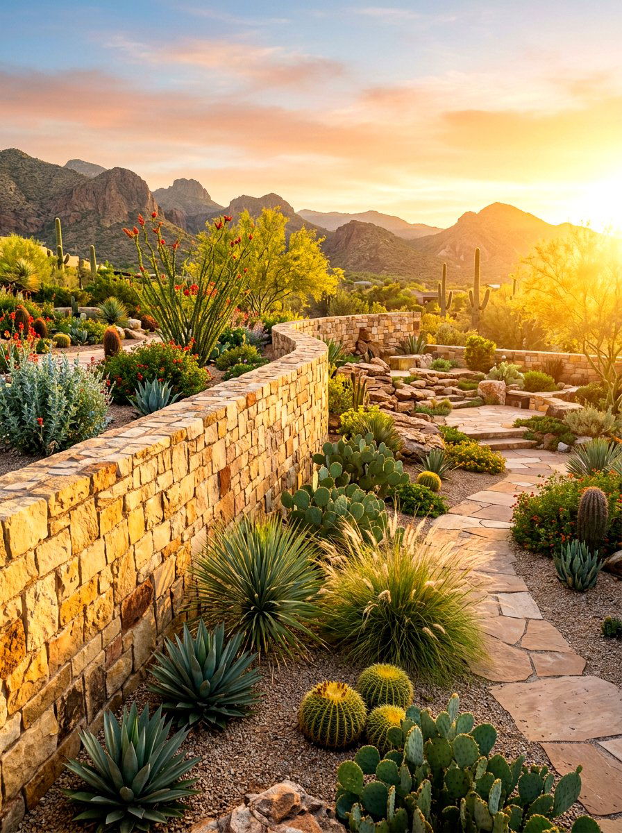 Sandstone Garden Wall - 30 garden retaining wall ideas