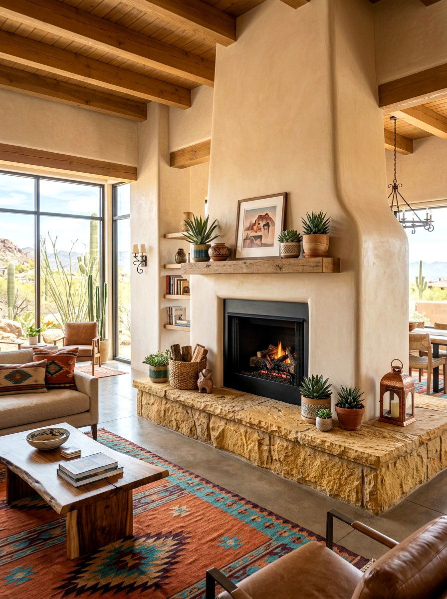 Sandstone Hearth - 30 fireplace hearth ideas
