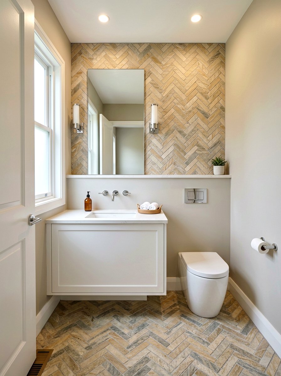 Sandstone Mosaic Tile - 30 sandstone powder room ideas