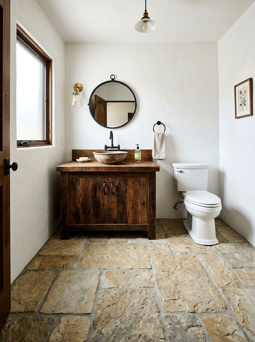 Sandstone Paver Floor - 30 sandstone powder room ideas