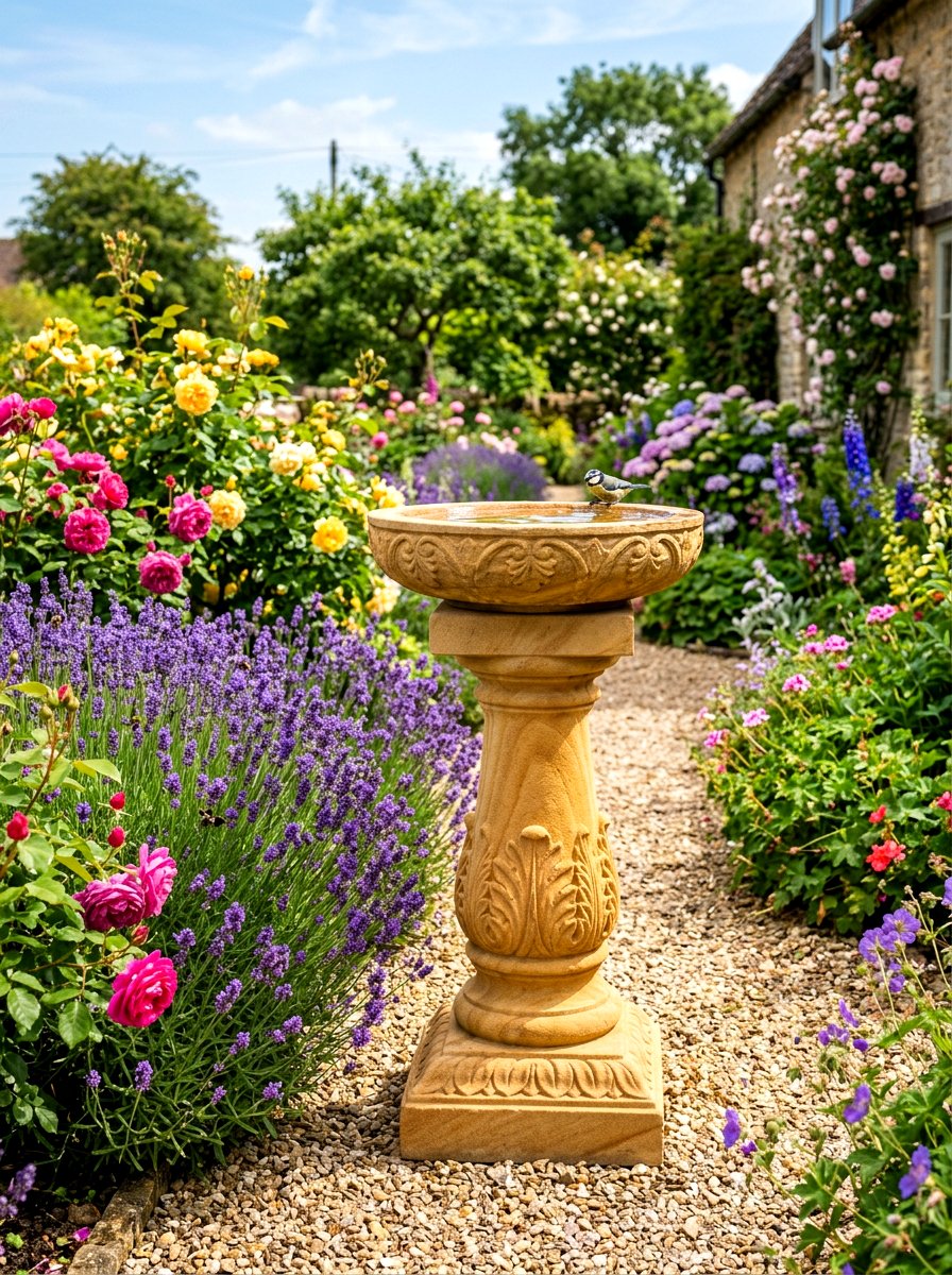 Sandstone Pedestal Garden Feature - 30 stone pedestal decor ideas