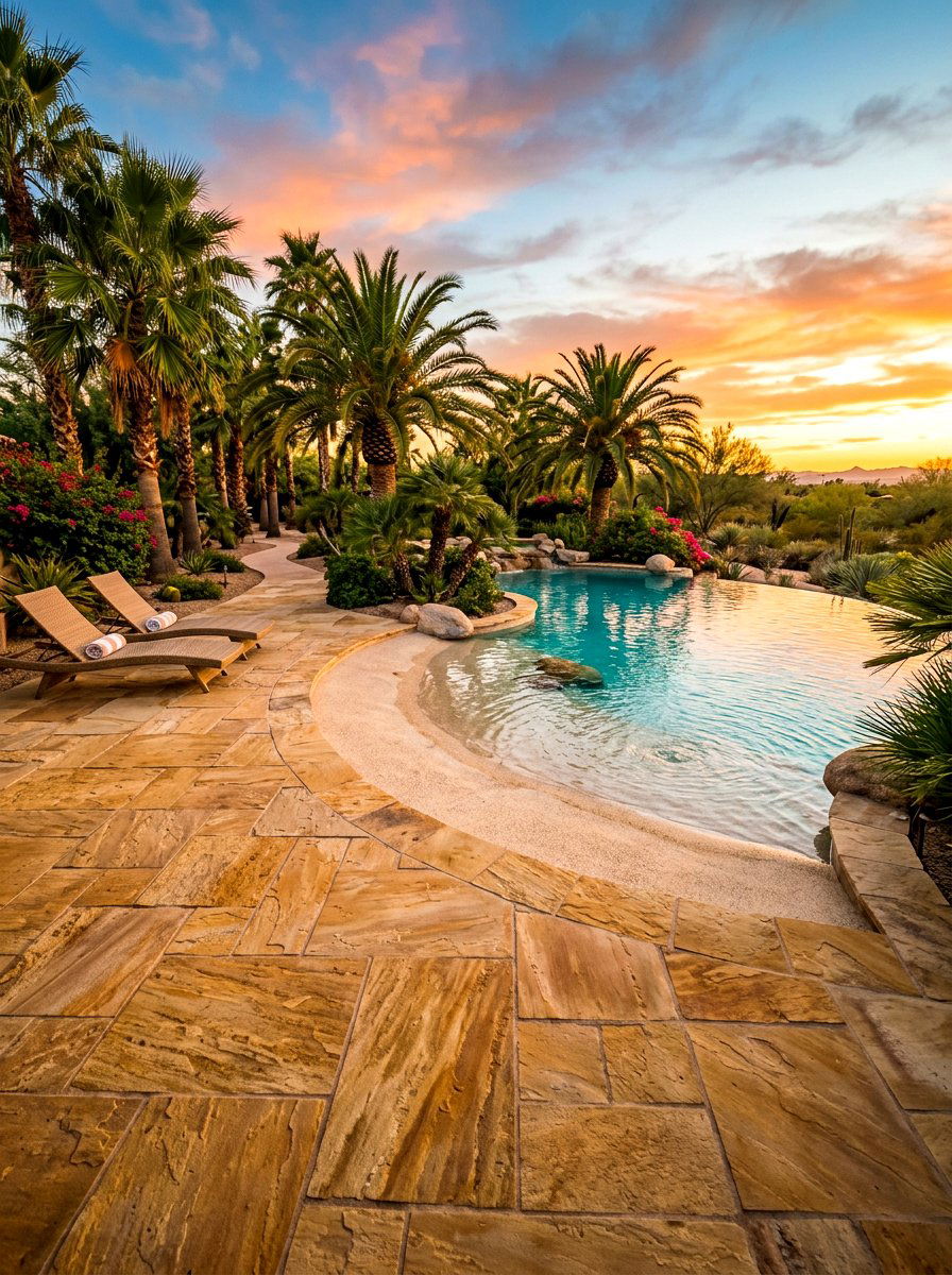 Sandstone Pool Deck - 30 pool deck ideas
