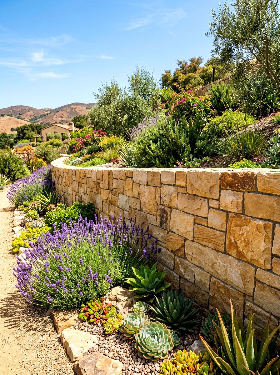 Sandstone Retaining Wall - 30 retaining wall flower bed ideas