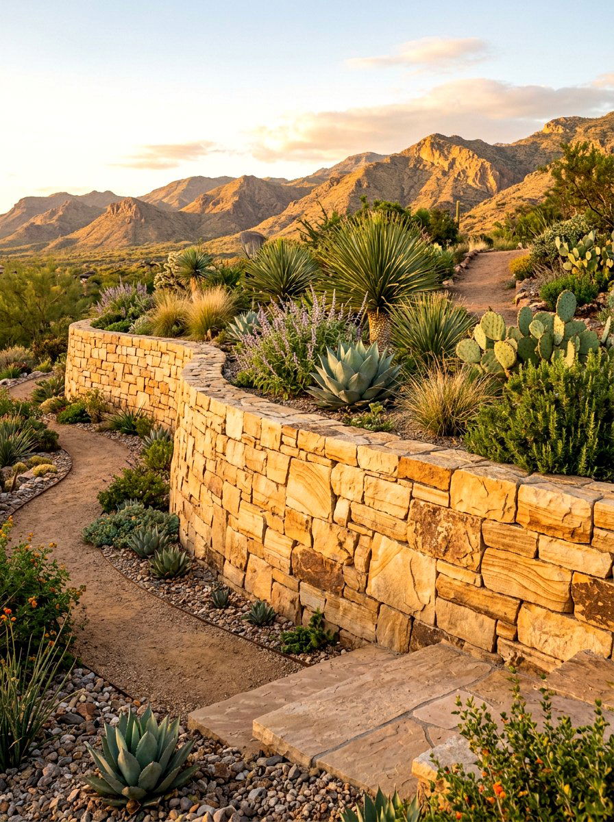 Sandstone Retaining Wall - 30 retaining wall ideas
