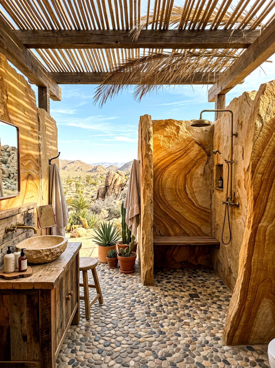 Sandstone Slab Shower - 30 stone slab shower wall ideas