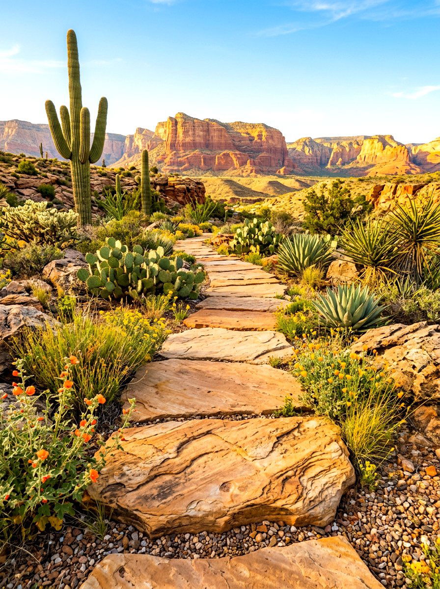 Sandstone Stepping Stones - 30 stepping stone walkway ideas