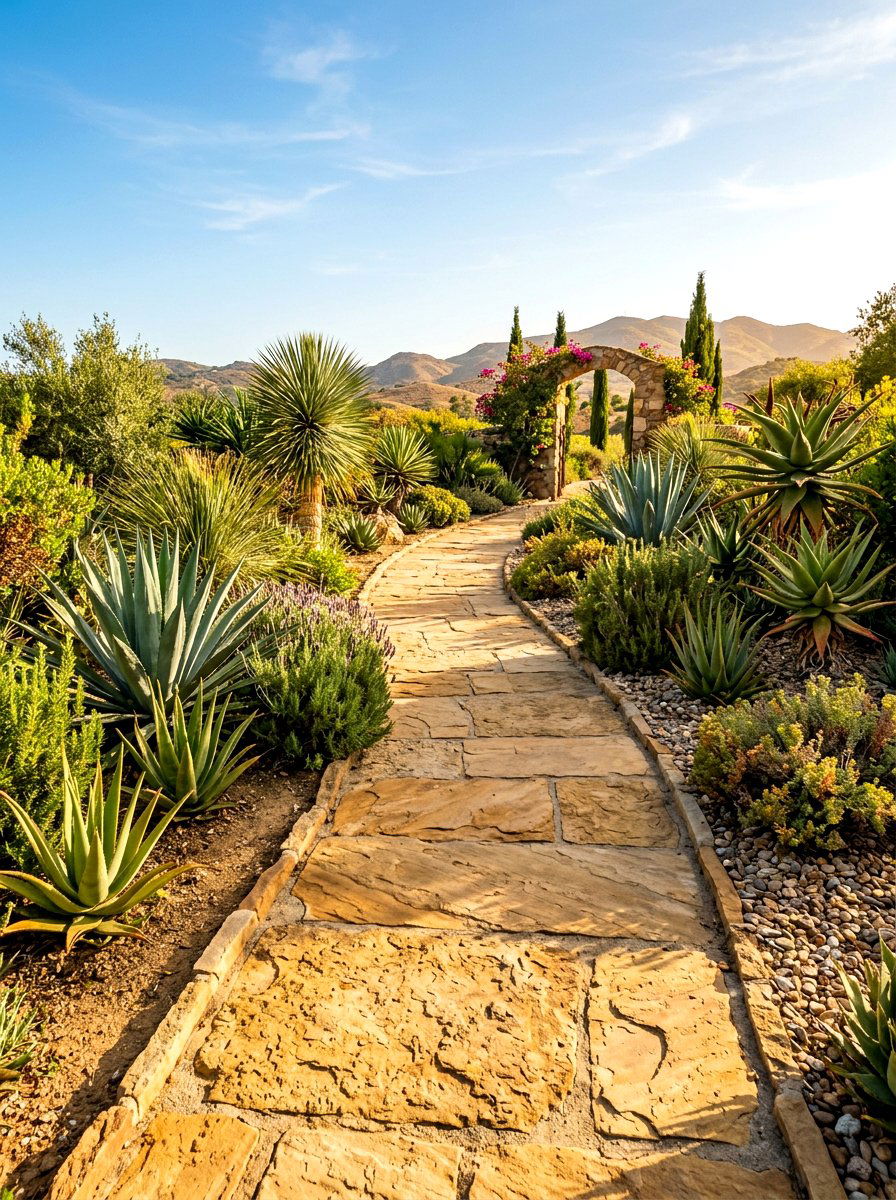 Sandstone Walkway - 30 stone walkway ideas