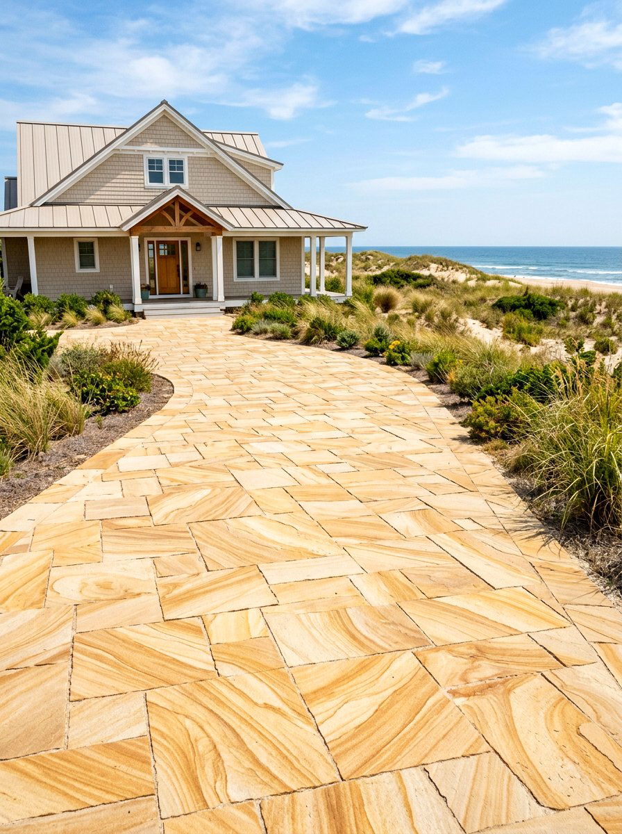 Sandstone driveway pavers - 30 paver driveway ideas