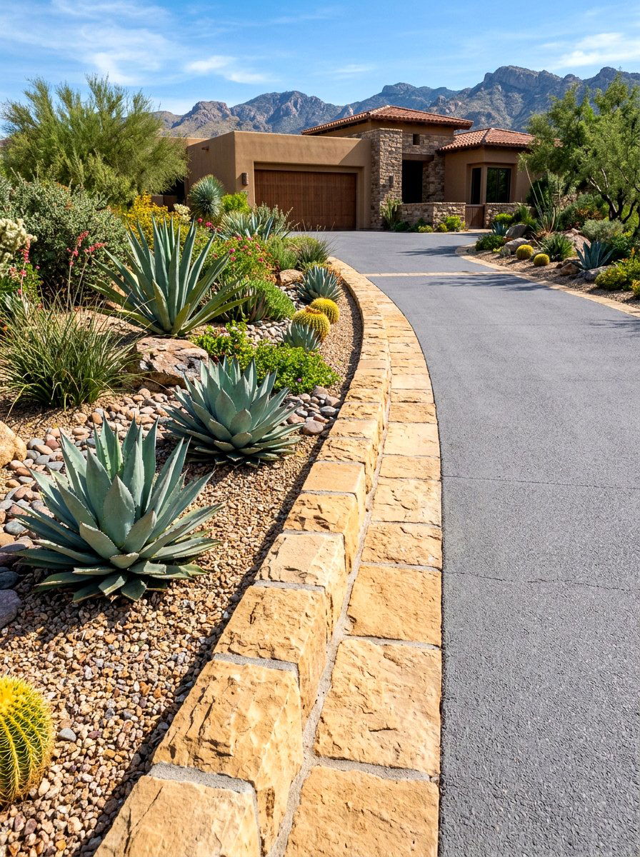 Sandstone driveway trim - 30 driveway edging ideas